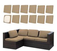 Générique Housse Assise Salon de Jardin Exterieur Extensible,Housse Siège Canapé Protection avec Fond Élastique,Amovible Housse de Coussin de Canapé Jardin Terrasse Caravane(Chameau,12Pieces)