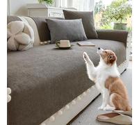 Générique Housse Canapé 3 Places,Protection Canape Chat Anti Griffe Couvre Canapé d'angle Universal Antidérapante Sofa Cover(Coffee,90x260cm)