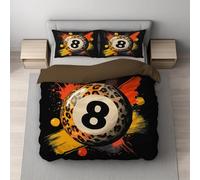 Générique Housse Couette - Microfibra - Orange Noir 2 pièces Funda Nórdica Edredon 140 x 190 + Taie d'oreiller - Housse Couette avec Fermeture Éclair - Vibrant Boule Huit imprimé léopard