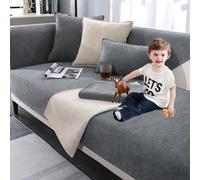 Générique Housse de Canapé Chenille d’Angle1/2/3/4 Places Protection Canapé Anti-Taches avec Accoudoirs Revetement Universelle Antidérapante Gris(G,70 * 180cm)