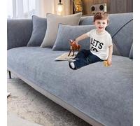 Générique Housse de Canapé Chenille d’Angle1/2/3/4 Places Protection Canapé Anti-Taches avec Accoudoirs Revetement Universelle Antidérapante Gris(D,90 * 210cm)