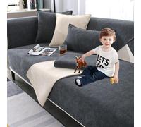 Générique Housse de Canapé Chenille d’Angle1/2/3/4 Places Protection Canapé Anti-Taches avec Accoudoirs Revetement Universelle Antidérapante Gris(A,90 * 210cm)