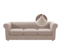 Generique Housse de canapé Chesterfield Extensible avec Housses de Coussin séparées for Meubles de Salon avec Tissu Jacquard Plus épais(Cachi,3 Posti)