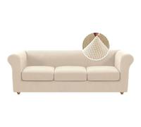 Generique Housse de canapé Chesterfield Extensible avec Housses de Coussin séparées for Meubles de Salon avec Tissu Jacquard Plus épais(Naturale,3 Posti)