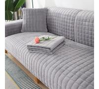 Générique Housse De Canapé d'angle 1 2 3 Places,Housse Antidérapante pour Canapé en Forme De L,Cache Canapé en Velours Résistante Aux Animaux,Protection De Mobilier pour Le Salon,Light Gray,90x160cm