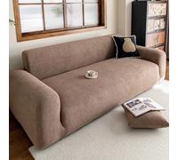 Générique Housse de Canapé Élastique Tout Compris, Housse de Canapé Extensible Universelle en Polaire 1, 2, 3, 4, 5 Places en Velours Côtelé, Plaids de Canapé Lavables,Marron,190to230 cm