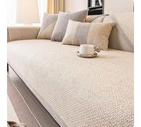Générique Housse de Canapé, Jeté de Canapé Vintage, Protection de Canapé Antidérapante Coton et Lin Tissés 1, 2, 3 Ou 4 Places pour Canapés d'angle en U Ou en L,Beige,70 * 70cm