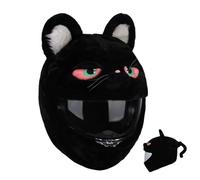 Générique Housse de Casque Moto Halloween, Couvre-Casque de Moto Amusante en Peluche Citrouille/Lapin/Démon/Chat Noir, Accessoires pour Casques de Moto (Chat Noir)