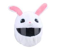 Générique Housse de Casque Moto Halloween, Couvre-Casque de Moto Amusante en Peluche Citrouille/Lapin/Démon/Chat Noir, Accessoires pour Casques de Moto (Lapin - Blanc)