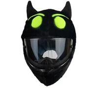 Générique Housse de Casque Moto Halloween, Couvre-Casque de Moto Amusante en Peluche Citrouille/Lapin/Démon/Chat Noir, Accessoires pour Casques de Moto (Diable 2 - Noir)