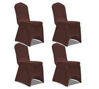 Générique Housse de Chaise Extensible 4 pcs Marron,Maison & Jardin,Décorations,Housses,Brun,0.76 KG,131416