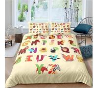 Générique Housse de Couette 120x150 Alphabet des Animaux Parure de Lit 120x150 2 Personnes avec Fermeture Éclair 1 Taies d'oreiller 40x60 cm, Linge de Lit Microfibre Douce 5G9X181010