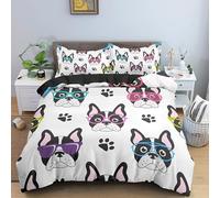 Générique Housse de Couette 120x150 Français Bouledogue Parure de Lit 120x150 Enfant Housses de Couettes Microfibre avec Fermeture Éclair avec 1 Taie d'oreiller 65x65 cm 5G9X180788