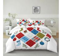 Générique Housse De Couette 140 x 200 cm Couette De Noël Couronne Bas Parure De Lit Adulte Réversible avec Fermeture Éclair, Blanc Imprimé Literie en Microfibre Approprié, pour Adultes Enfants Filles