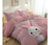 Générique Housse de Couette 140 x 200 cm, Lapin Style Minimaliste Rêve Imprimé Housse Couette pour Enfants Adultes, Rose Doux et Respirant Microfibre Brossée pour La Décoration de La Chambre
