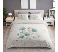 Générique Housse de Couette 140 x 200 cm, Parure de lit 140 x 200 cm 2 Pièces + 1 Taie d'oreiller 65 x 65 cm, Microfibre Douce, Respirante, Anti-Froissement, Beige, Minimaliste Doux Fleur