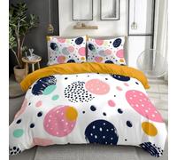 Générique Housse de Couette 140 x 200 cm Pois De Rêve Microfibre Douce Parure de lit Imprimée en 3D avec 2 Taies d'oreiller avec Fermeture Éclair, Jaune Moutarde