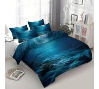 Générique Housse De Couette 140 X 200 Cm pour Enfants Adolescents, Monde sous Marin Surréaliste Parure De Lit 2 Personnes, Bleu Foncé Housse De Couette avec 2 Taies d'oreiller