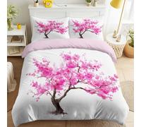 Générique Housse de Couette 140 x 200 cm Rose Aquarelle Douce Facile d'entretien Parure de Lit avec 1 Taie Oreillers Floral Fleurs Cerisier Romantique Esthétique Parure de Couette