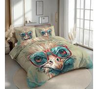 Générique Housse de Couette 140x200 3D Imprimé Autruche Parure de lit Douce Microfibre Animaux Illustration Ensemble de Literie avec Fermeture Éclair et 2 Taie d'oreiller 50x7524C32