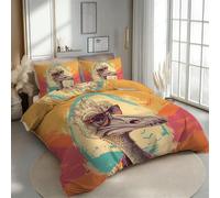 Générique Housse de Couette 140x200 3D Imprimé Autruche Parure de lit Douce Microfibre Animaux Illustration Ensemble de Literie avec Fermeture Éclair et 2 Taie d'oreiller 50x7524C24