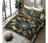 Générique Housse de Couette 140x200 3D Imprimé Zodiaque Chinois Parure de lit Douce Microfibre Douze Constellations Animales Ensemble de 2 Taie d'oreiller 50x75 Literie et avec Fermeture Éclair27c8