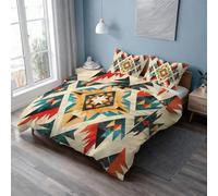 Générique Housse de Couette 140x200 Amérindien, Parure de Lit Sud-Ouest Occidental Reversible Confortabl Ensemble Literie Microfibre avec Fermeture Éclair 1 Taie Oreiller L-59