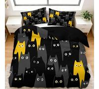 Générique Housse de Couette 140x200 cm Chat De Dessin Animé Abstrait Parure de Lit 2 Personnes Set de Housse de Couette Microfibre Coton avec Fermeture Éclair et 2 Taie d'oreiller 65x65cm