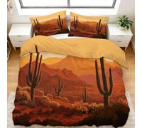 Générique Housse de Couette 140x200 cm Désert Montagnes Cactus Parure de lit pour lit Double avec Fermeture Éclair Ensemble de literie en Polyester Coton avec 2 Taie d'oreiller