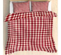 Générique Housse de Couette 140x200 cm Motif Vichy Parure de Lit 1 Personnes Carreaux De Buffle Rouge, Housse Couette Imprimé Réversible avec 2 Taies d'oreiller 65x65 cm