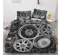 Générique Housse de Couette 140x200 Enfant Engrenage Industriel Gris - Parure de Lit Steampunk Rétro - Réversible 1 Personnes Fermeture éclair Sets Housse Couette avec 1 Taie d'oreiller 65x65 cm