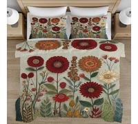 Générique Housse de Couette 140x200 Enfant Fille Garçon Fleur Coloré Parure de lit 1 Personne Fille Garçon Microfibre Fleur Sauvage Ensemble de literie avec Fermeture Éclair et 2 Taies d'oreillers