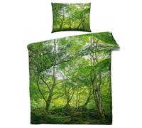 Générique Housse de Couette 140x200 Forêt - Parure de Lit 1 Personne Motif Nature avec Fermeture éclair - Ensemble de Literie en Microfibre Douce avec Taie d'oreiller P%-218
