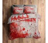 Générique Housse de Couette 140x200 Halloween, 1 Personne - Parure de Lit Motif Horreur Sanglante, Decoration Chambre, 1 Taie d'oreiller 65x65, Zippée, Microfibre L&-7848