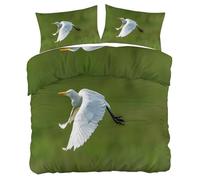 Générique Housse de Couette 140x200 Héron Garde-bœufs Parure Lit Microfibre Housse Couette et 2 Taies d'oreiller 65x65, Fermeture éclair, Hommes Femmes Oiseaux Mignons HF339