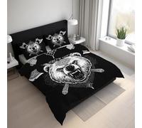 Générique Housse de Couette 140x200 Ours Viking Parure de Lit 140x200 Tomahawk Mythologie Nordique, Douce Microfibre Housse de Couette avec 1 Taie Oreiller, Zippée 21D&-62