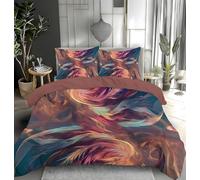 Générique Housse de Couette 140x200 Plumes colorées Parure de Lit 140x200 Microfibre Doux et Confortable Housse Couette Enfant Imprimé Mode avec 2 Taie Oreillers 65x65 GC771