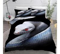 Générique Housse de Couette 140x200 Serpent Blanc, Animaux Parure de Lit, Housse Couette 3 Pièces en Microfibre, Fermeture Zippée (Comprenant Deux Taies d'oreiller, 65x65 cm) AN572