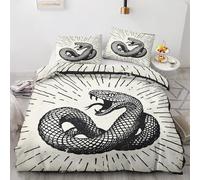 Générique Housse de Couette 140x200 Serpent - Decoration Serpent, Parure de Lit 1 Personne Imprimée Reptile, Linge de Lit en Microfibre Douce avec Fermeture éclair, 1 Taie d'oreiller 65x65 cm R#&290