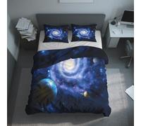 Générique Housse de Couette 140x200 Voie Lactée, Parure de Lit Galaxie Planète Tourbillon Reversible Confortabl Ensemble Literie Microfibre avec Fermeture Éclair 1 Taie Oreiller K&11