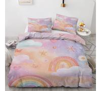 Générique Housse de Couette 140x200cm Fleur Parure de Lit 1 Personnes Nuages Amour Floral, Housse Couette Dessin Animé Imprimé Réversible avec 2 Taies d'oreiller 65x65cm