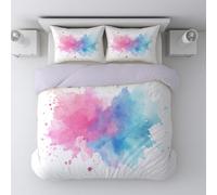 Générique Housse de Couette 150 x 200 CM avec 2 Taie Oreillers 80 x 80 CM Rose Bleu Minimaliste Artistique Aquarelle Ensemble de Literie en Microfibre Ensemble de 2 pièces avec Fermeture éclair