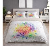 Générique Housse de Couette 160 x 200 cm - Minimaliste Plantes Fleur Parure de Lit 160 x 200 cm pour Adulte 2 Personne et Taies d'oreiller au Toucher Microfibre Imprimée Set 2 pièces Multicolore