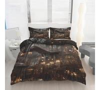 Générique Housse de Couette 160x200 Bibliothèque Rétro Imprimé Architecture Gothique Parure de lit Réversible Microfibre avec Fermeture Éclair, Ensemble de Literie 3 Pièces et 2 Taies d'oreiller Y67y