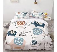 Générique Housse de Couette 160x200 Éléphant Parure de Lit Motif 3D Literie en Microfibre 1 Taies d'oreille 65x65 cm Convient pour la Décoration de La Maison Cadeau 5W11Q31023