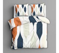 Générique Housse de Couette 160x200 Géométrique 2 Personnes, Parure de Lit Reversible Imprimé Milieu du Siècle, Microfibre, 2 Taies d'oreiller 65x65, avec Fermeture Éclair AA428