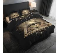 Générique Housse de Couette 160x200 Mauvais Œil Parure de Lit 160x200 Œil Qui Voit Tout, Douce Microfibre Housse de Couette Double avec 2 Taie Oreiller, Zippée M15