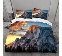 Générique Housse de Couette 160x200 Nuages Sombres, Parure de Lit Montagne, Sets de Housses de Couettes 3 Pièces Microfibre avec Fermeture Éclair et 2 Taies d'oreiller 65x65 cmH1047