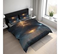Générique Housse de Couette 160x200 Science-Fiction Parure de Lit 160x200 Pyramide Egypte, Douce Microfibre Housse de Couette avec 2 Taie Oreiller, Zippée 21D&-55