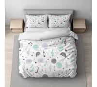 Générique Housse de Couette 180 x 200 CM avec 2 Taies Oreiller 80 x 80 CM Ensemble de Literie en Microfibre Douce et Respirante Ensemble de 3 pièces Frais Notes de Musique Disque Bleu